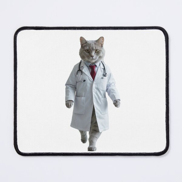 Item preview, Sleek Gray Cat Doctor: Strolling the Hospital Corridor designed and sold by WOHAMMAD.