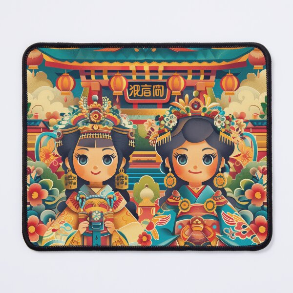 Item preview, Okinawa Festival Twins in Colorful Attire designed and sold by palmyst.