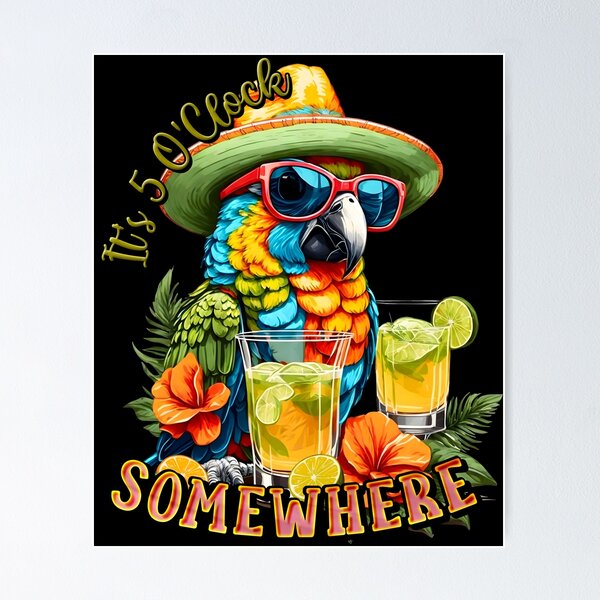 Item preview, It's 5 o'clock somewhere Tropical Parrot Cocktail Sunset designed and sold by MindWave THC.