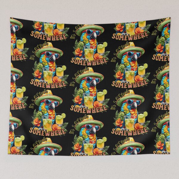 Item preview, It's 5 o'clock somewhere Tropical Parrot Cocktail Sunset designed and sold by MindWave THC.