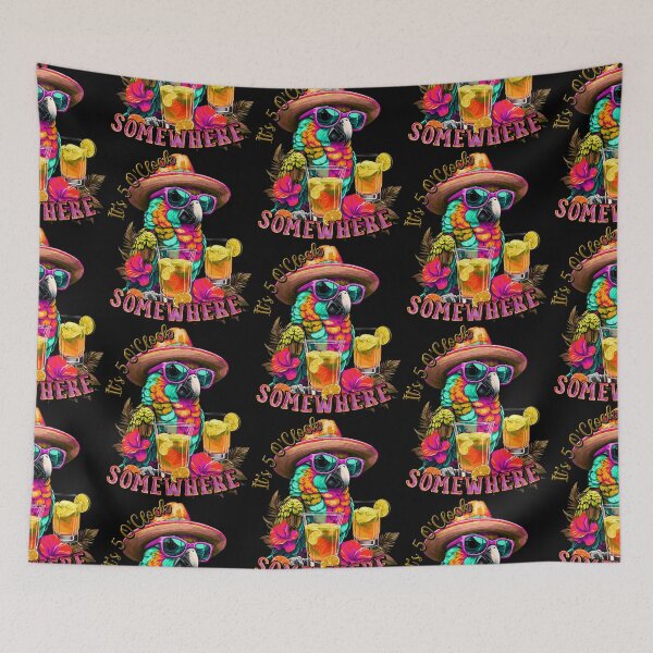 Item preview, It's 5 o'clock somewhere Tropical Parrot Cocktail Sunset designed and sold by MindWave THC.