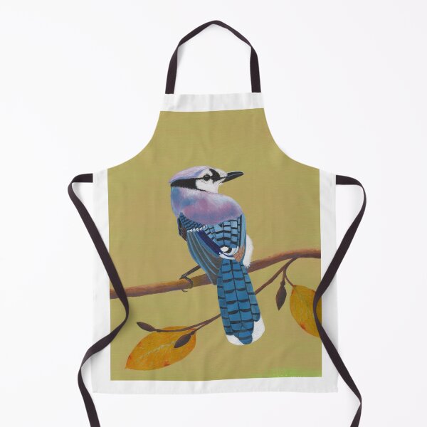 Item preview, A blue jay perched on a branch with two leaves designed and sold by BrianEydenArt.