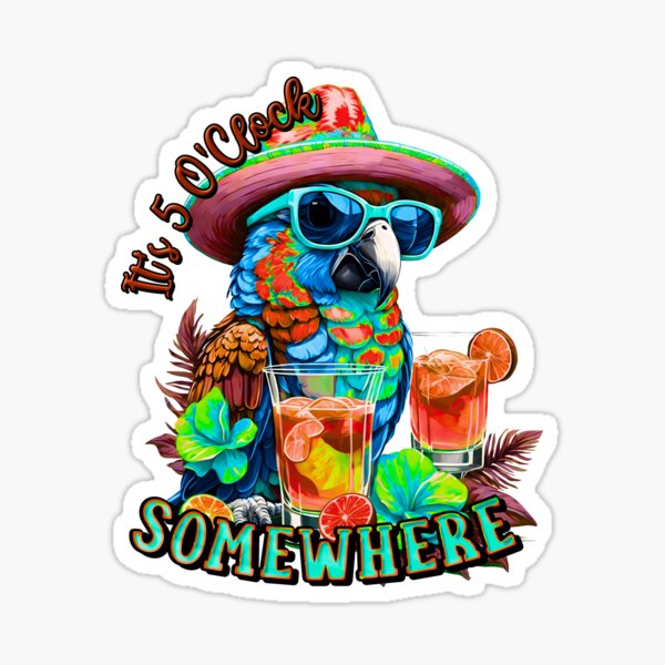 Item preview, It's 5 o'clock somewhere Tropical Parrot Cocktail Sunset designed and sold by MindWave THC.