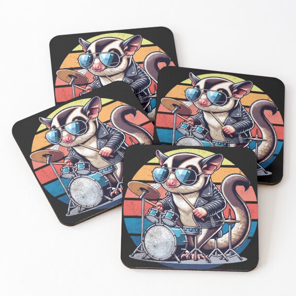 Item preview, Retro Rocknroll Sugar Glider Drummer Rocker  designed and sold by MorningTeeNmore.