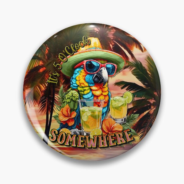 Item preview, It's 5 o'clock somewhere Tropical Parrot Cocktail Sunset Beach designed and sold by MindWave THC.