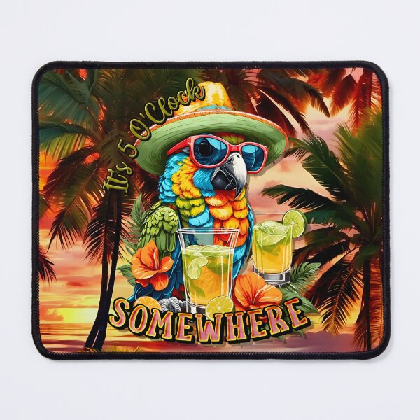 Item preview, It's 5 o'clock somewhere Tropical Parrot Cocktail Sunset Beach designed and sold by MindWave THC.