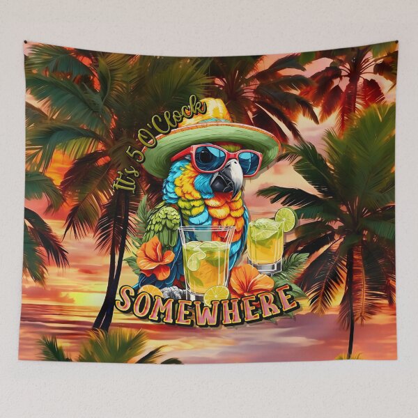 Item preview, It's 5 o'clock somewhere Tropical Parrot Cocktail Sunset Beach designed and sold by MindWave THC.