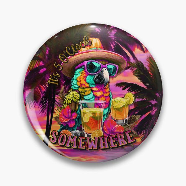 Item preview, It's 5 o'clock somewhere Tropical Parrot Cocktail Sunset Beach designed and sold by MindWave THC.