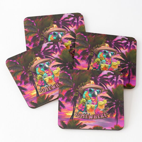 Item preview, It's 5 o'clock somewhere Tropical Parrot Cocktail Sunset Beach designed and sold by MindWave THC.