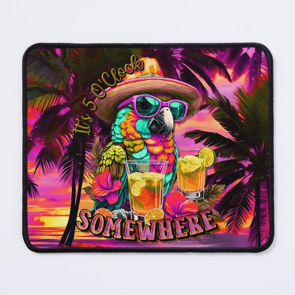 Item preview, It's 5 o'clock somewhere Tropical Parrot Cocktail Sunset Beach designed and sold by MindWave THC.