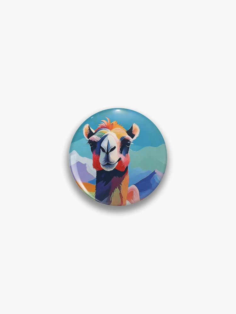 Thumbnail 1 von 3, Button, Colorful Camel Artwork, Desert Camel Design, cute camel, camel gifts, camel painting, camel drawing designt und verkauft von RigelArtifacts.