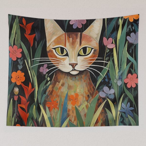 Item preview, Cat in the Flower Bed designed and sold by whitecat23.