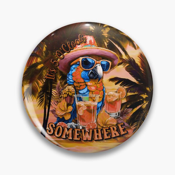 Item preview, It's 5 o'clock somewhere Tropical Parrot Cocktail Sunset Beach designed and sold by MindWave THC.