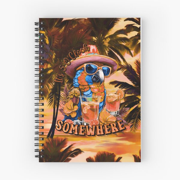 Item preview, It's 5 o'clock somewhere Tropical Parrot Cocktail Sunset Beach designed and sold by MindWave THC.