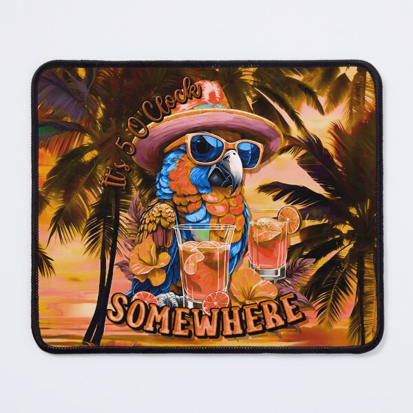 Item preview, It's 5 o'clock somewhere Tropical Parrot Cocktail Sunset Beach designed and sold by MindWave THC.