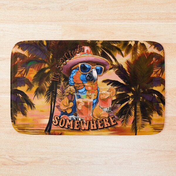 Item preview, It's 5 o'clock somewhere Tropical Parrot Cocktail Sunset Beach designed and sold by MindWave THC.