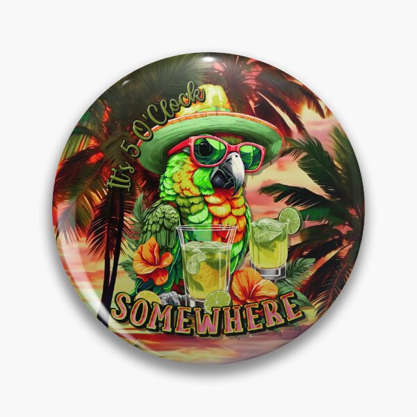 Item preview, It's 5 o'clock somewhere Tropical Parrot Cocktail Sunset Beach designed and sold by MindWave THC.