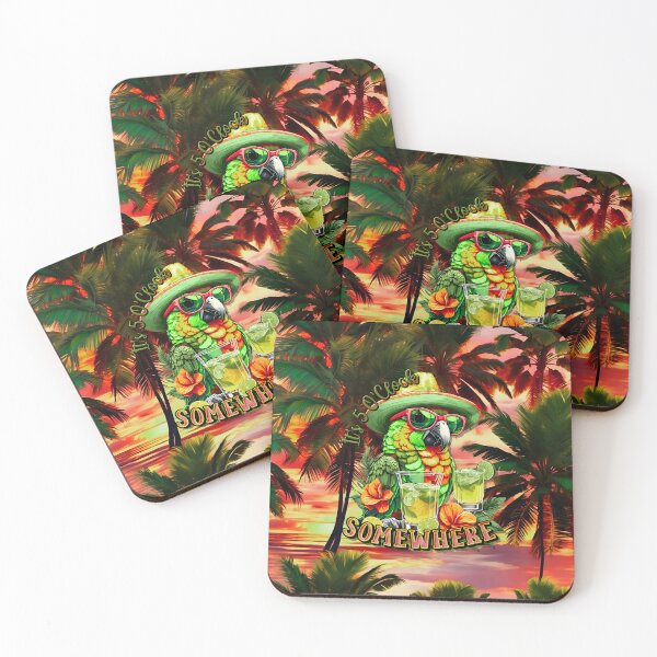 Item preview, It's 5 o'clock somewhere Tropical Parrot Cocktail Sunset Beach designed and sold by MindWave THC.