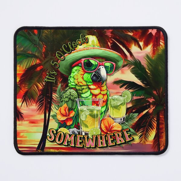 Item preview, It's 5 o'clock somewhere Tropical Parrot Cocktail Sunset Beach designed and sold by MindWave THC.