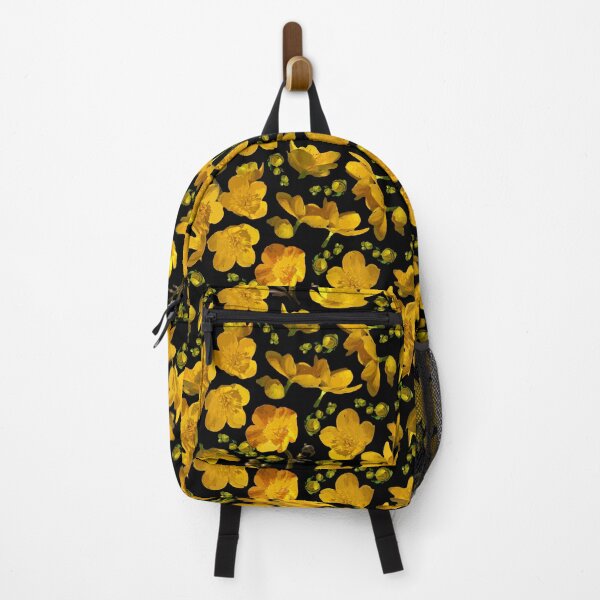 Item preview, Buttercups Tossed on Black Half-drop Repeat 5748 designed and sold by Art in My Loft.