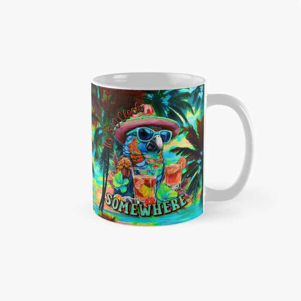 Item preview, It's 5 o'clock somewhere Tropical Parrot Cocktail Sunset Beach designed and sold by MindWave THC.