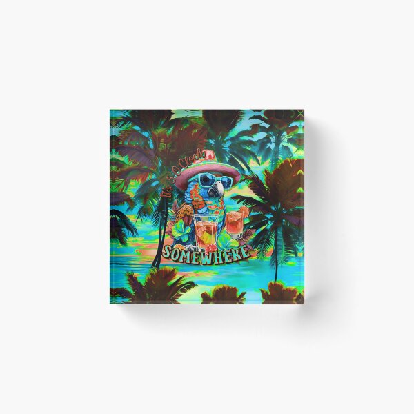 Item preview, It's 5 o'clock somewhere Tropical Parrot Cocktail Sunset Beach designed and sold by MindWave THC.