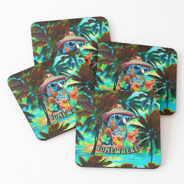 Item preview, It's 5 o'clock somewhere Tropical Parrot Cocktail Sunset Beach designed and sold by MindWave THC.