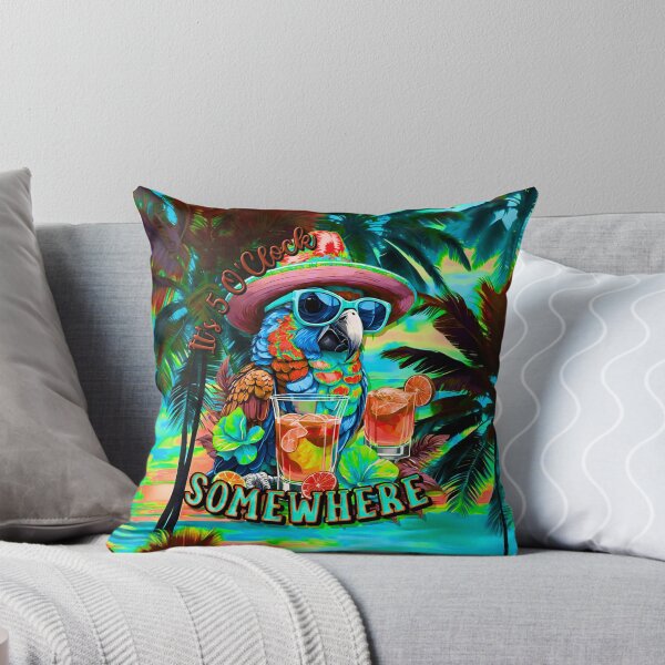 Item preview, It's 5 o'clock somewhere Tropical Parrot Cocktail Sunset Beach designed and sold by MindWave THC.