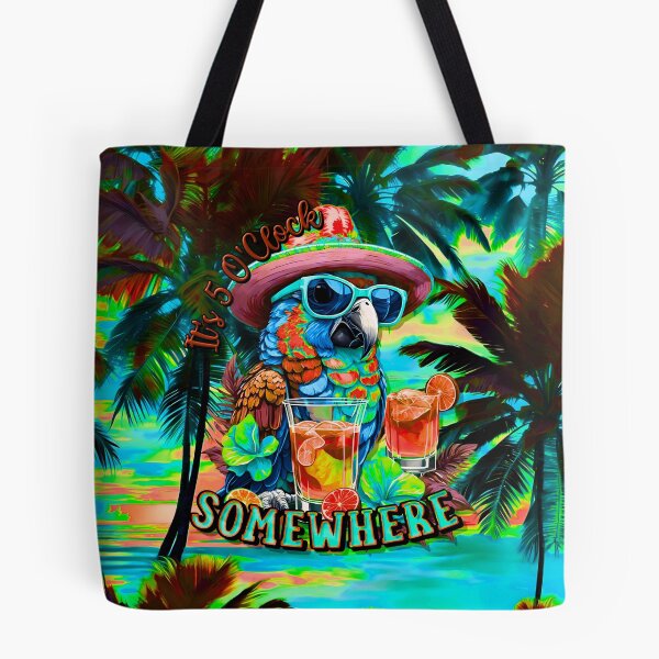 Item preview, It's 5 o'clock somewhere Tropical Parrot Cocktail Sunset Beach designed and sold by MindWave THC.