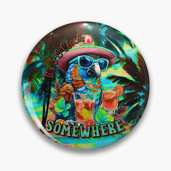 Item preview, It's 5 o'clock somewhere Tropical Parrot Cocktail Sunset Beach designed and sold by MindWave THC.