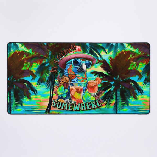 Item preview, It's 5 o'clock somewhere Tropical Parrot Cocktail Sunset Beach designed and sold by MindWave THC.