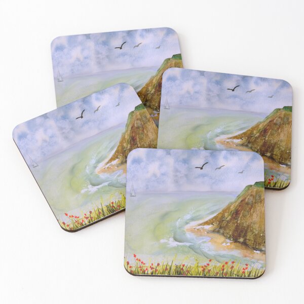 Item preview, Irish North Coast with seagulls and boat designed and sold by WatercolourLily.