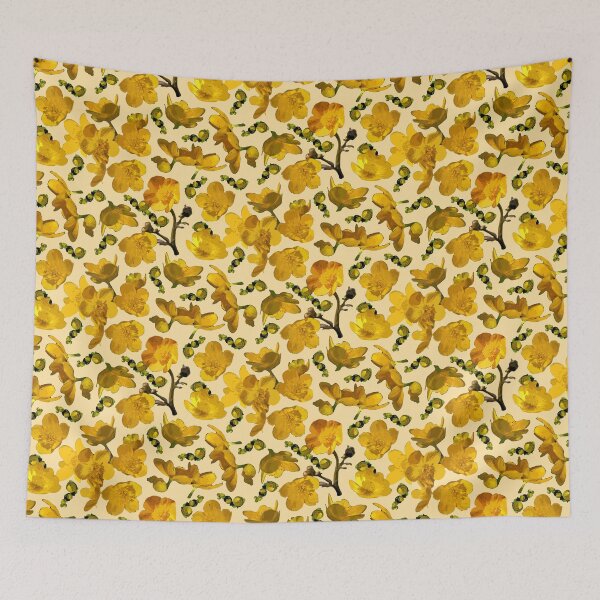 Item preview, Buttercups Tossed on Buttercream Half-drop Repeat 5748 designed and sold by Art in My Loft.