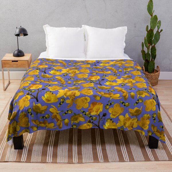 Item preview, Buttercups Tossed on Violet Half-drop Repeat 5748 designed and sold by Art in My Loft.