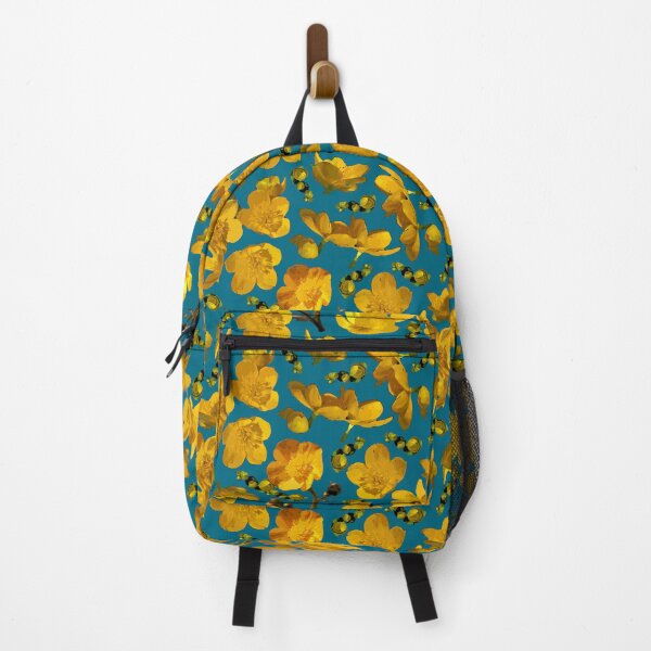Item preview, Buttercups Tossed on Dark Teal Half-drop Repeat 5748 designed and sold by Art in My Loft.