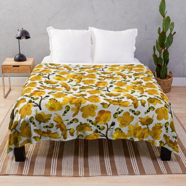 Item preview, Buttercups Tossed on Off-white Half-drop Repeat 5748 designed and sold by Art in My Loft.