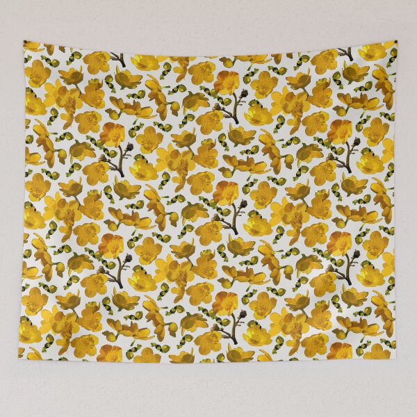 Item preview, Buttercups Tossed on Off-white Half-drop Repeat 5748 designed and sold by Art in My Loft.