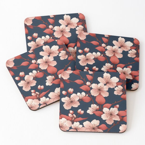 Item preview, Japanese Kimono Pattern, red navy blue and pink Cherry Blossom Sakura  Fabric designed and sold by patterncrow.