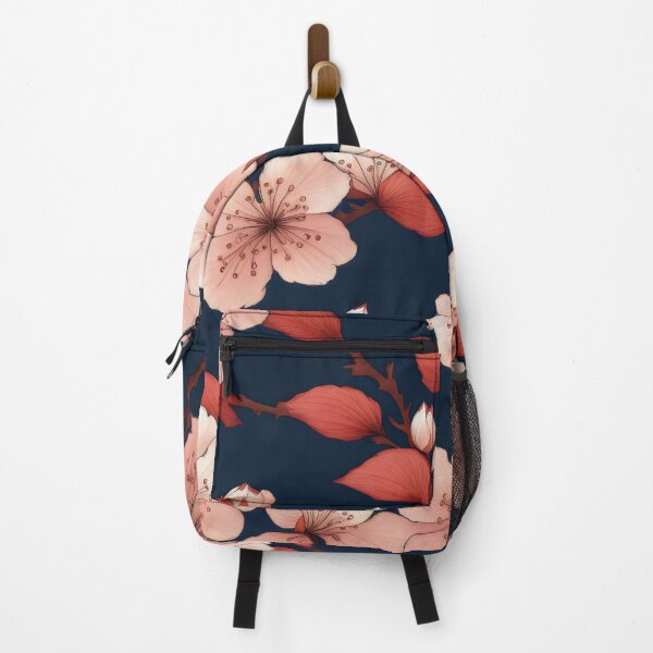 Item preview, Japanese Kimono Pattern, red navy blue and pink Cherry Blossom Sakura Fabric designed and sold by patterncrow.