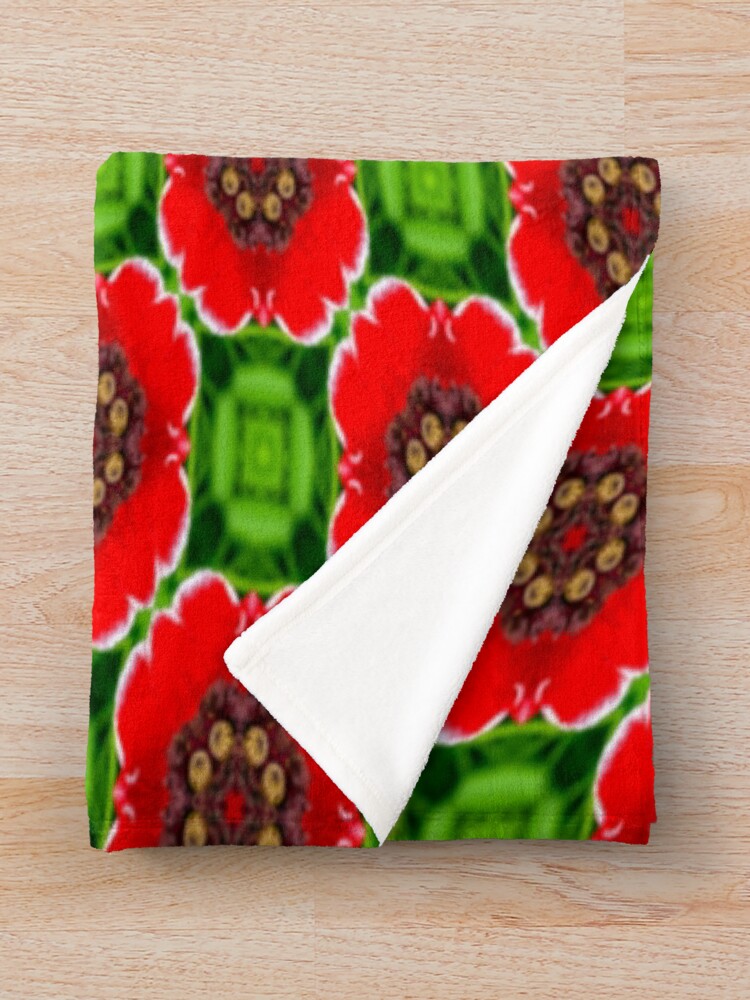 Thumbnail 3 of 6, Throw Blanket, Red Corn Poppies Pattern designed and sold by Patternflower.