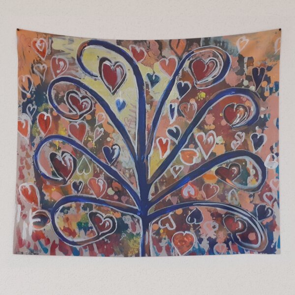 Aperçu de l'œuvre Original Acrylic Painting on Beige Canvas, L'Arbre d'Amour créée et vendue par ThereseLyssia.