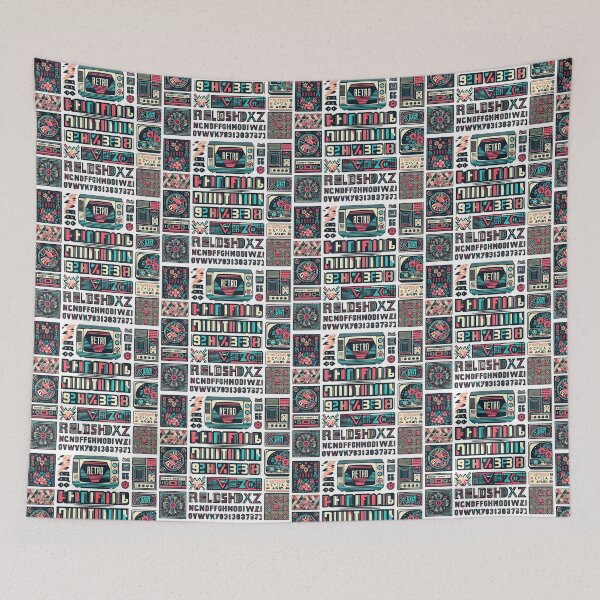 Item preview, A retro collage with colorful elements of vinyl records, cassettes. designed and sold by freackly.