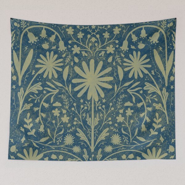 Item preview, Floral Festivus in Textured Blue designed and sold by FoxandMoonPress.