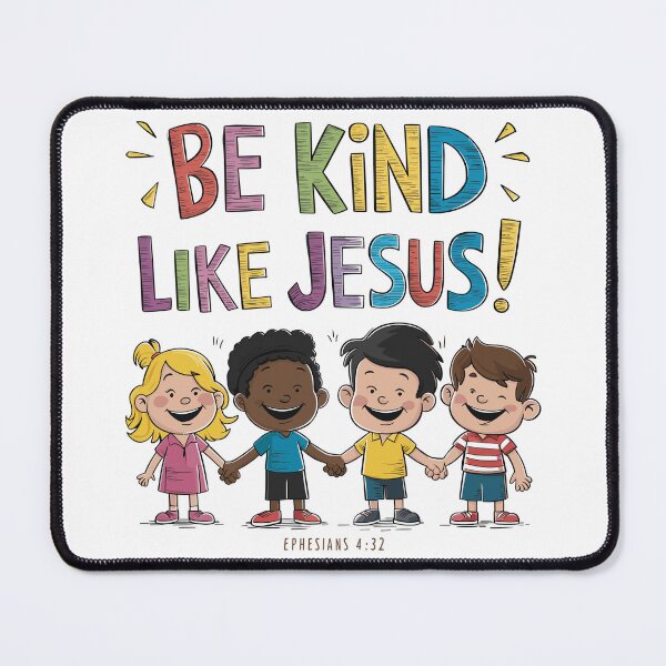 Item preview, Be Kind Like Jesus: Vibrant Children Holding Hands Christian Kids Art with Ephesians 4:32 designed and sold by HahaHandlesHub.