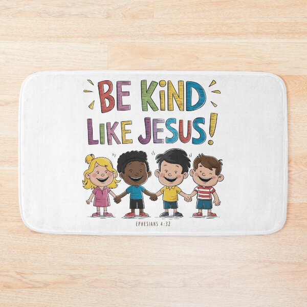 Item preview, Be Kind Like Jesus: Vibrant Children Holding Hands Christian Kids Art with Ephesians 4:32 designed and sold by HahaHandlesHub.