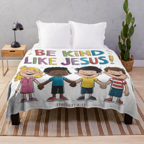 Item preview, Be Kind Like Jesus: Vibrant Children Holding Hands Christian Kids Art with Ephesians 4:32 designed and sold by HahaHandlesHub.