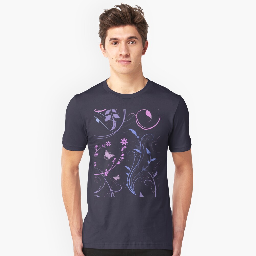 Floral Swirls and Butterflies Slim Fit T-Shirt