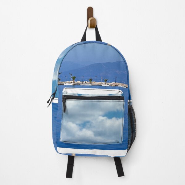 Item preview, small white boats in the harbor seascape Nafplio Greece designed and sold by goceris.