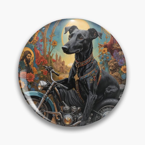 Item preview, Black dog riding motorcycle with the blessing of Jesus designed and sold by IvyBeez23.
