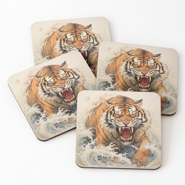 Item preview, Snarling Tiger Hokusai Style designed and sold by whitecat23.